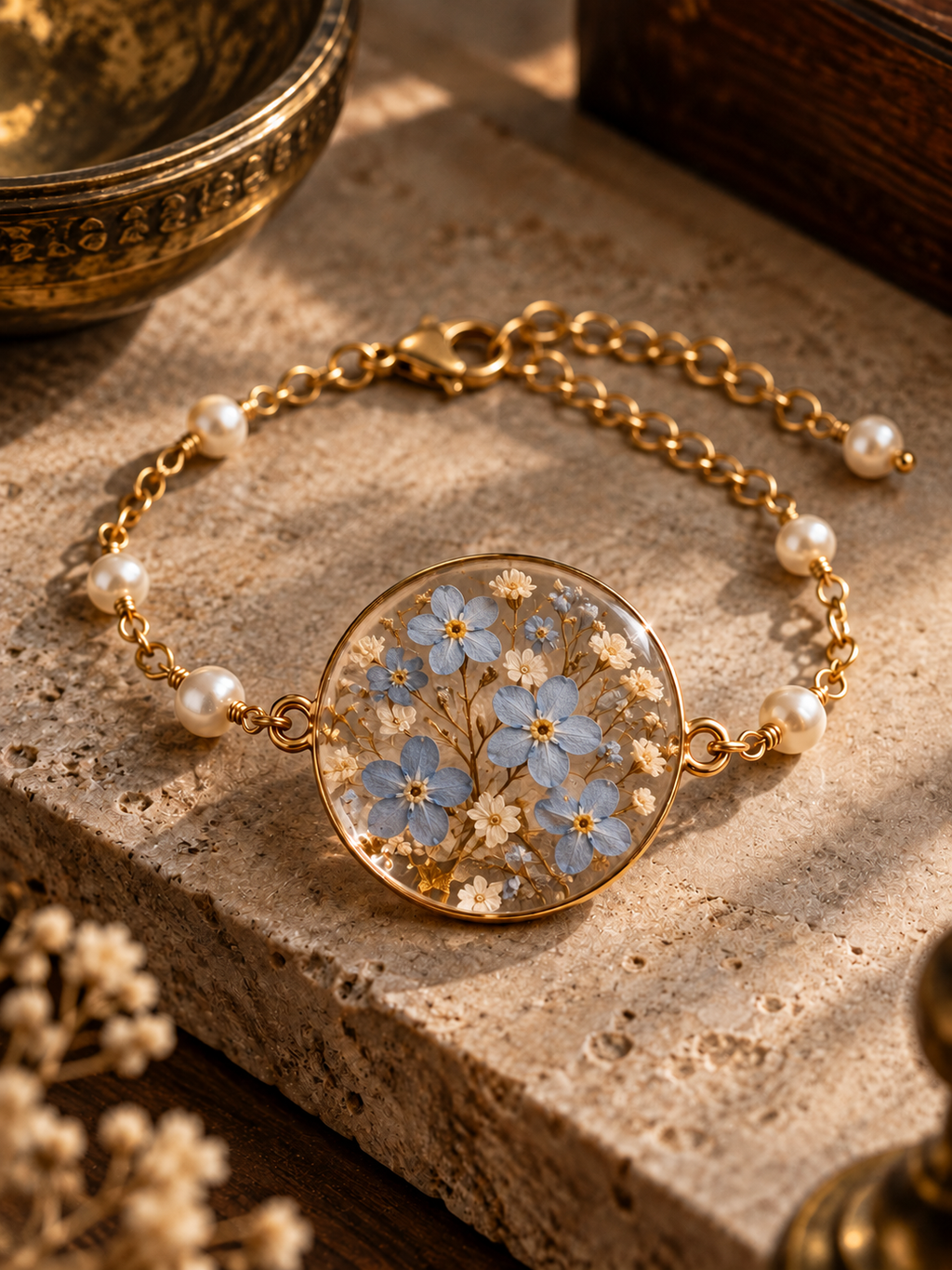 Blue forget-me-not bracelet design preview