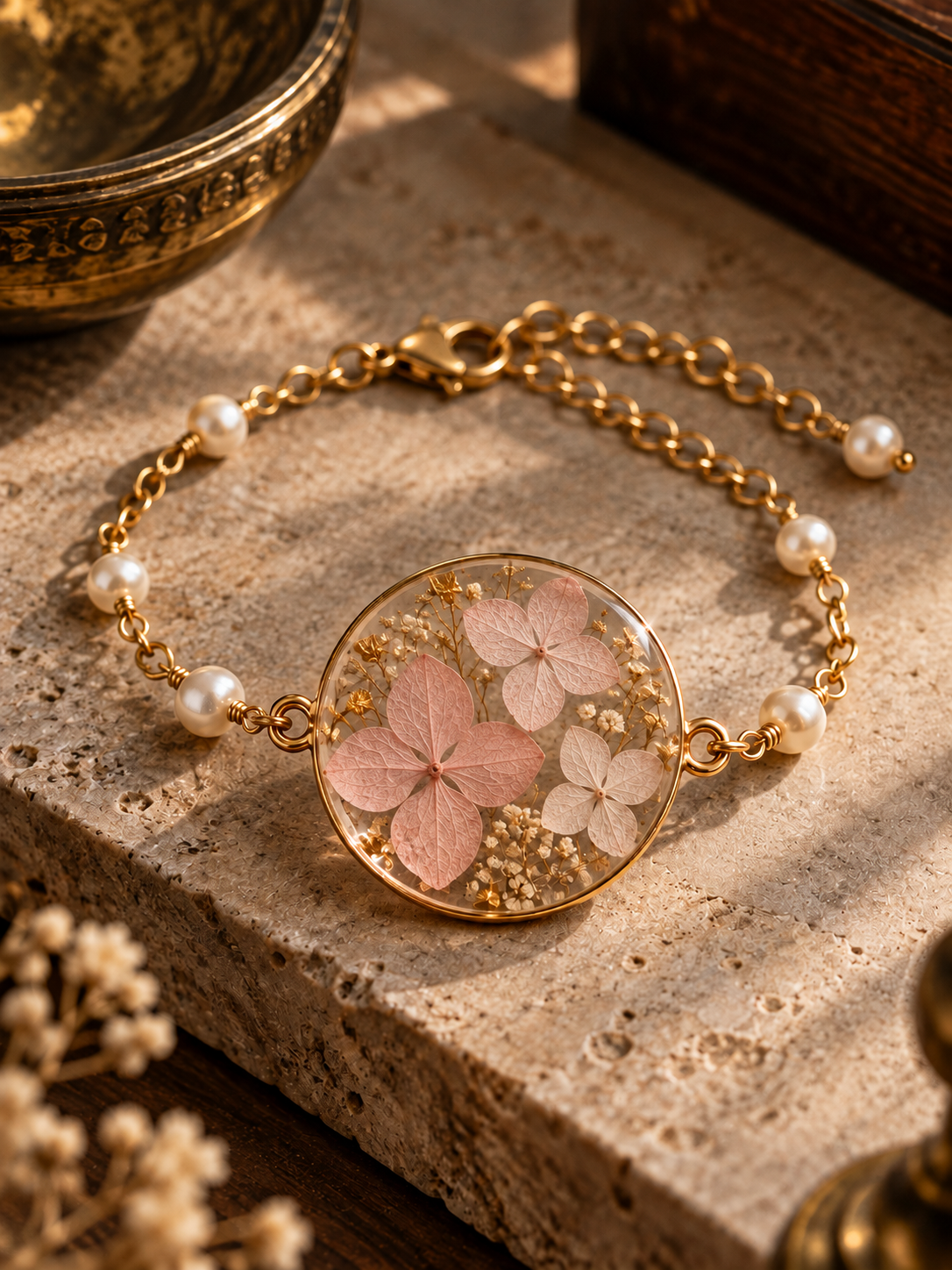 Blush hydrangea bracelet design preview