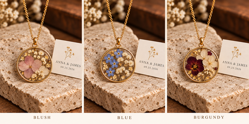 AI-assisted design preview; botanical resin pendant