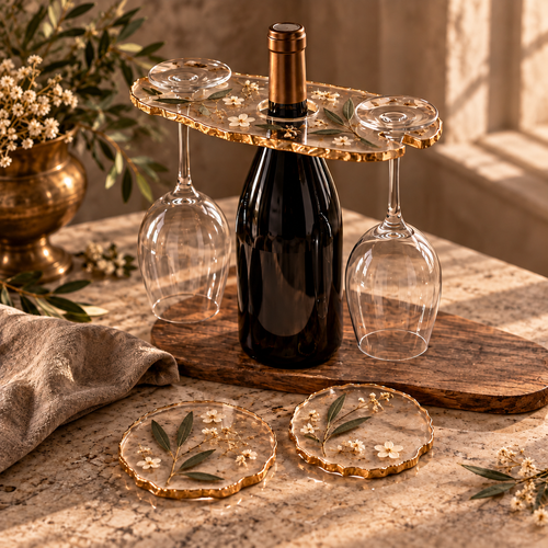 Botanical Toast Minimal Sprig AI-assisted design preview; bottle and glasses not included
