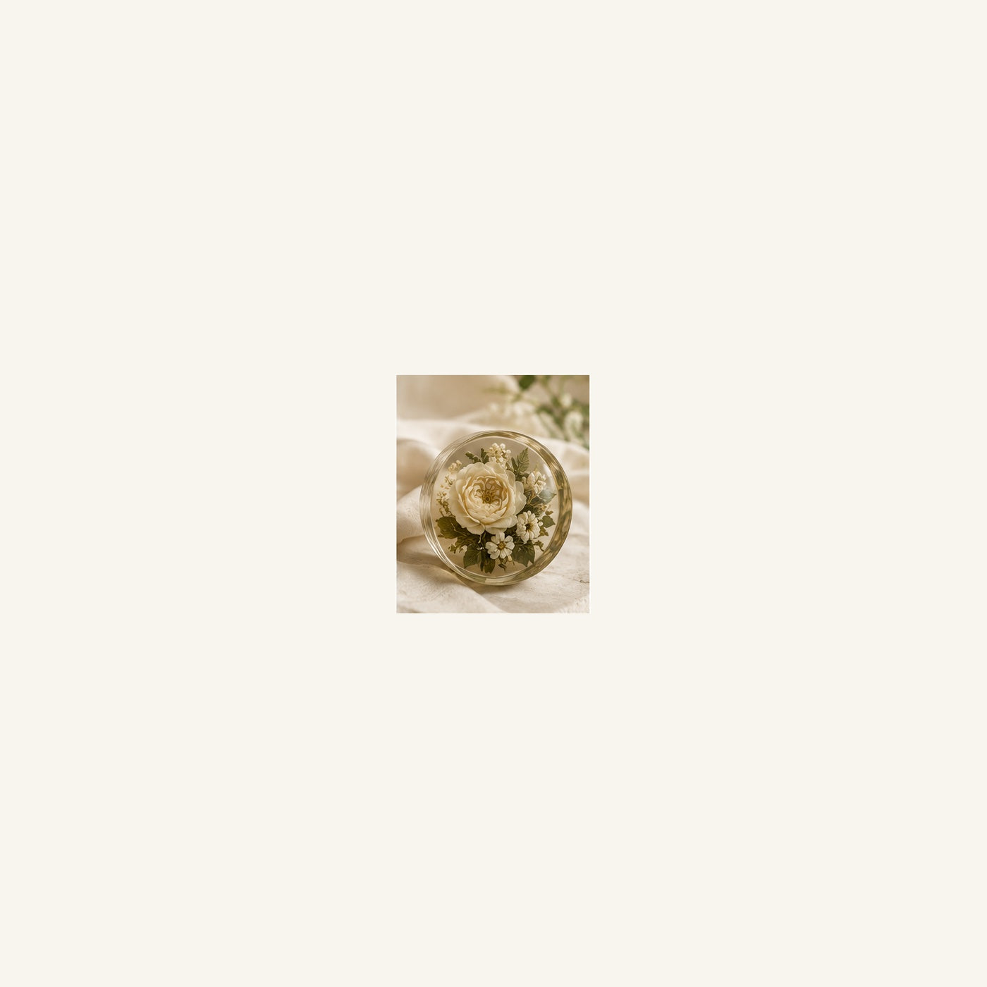 Bridal Paperweight wedding flower preservation in bright ivory bridal styling