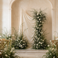 The Draped Garden Ceremony Installation package with ivory draping and white floral meadows