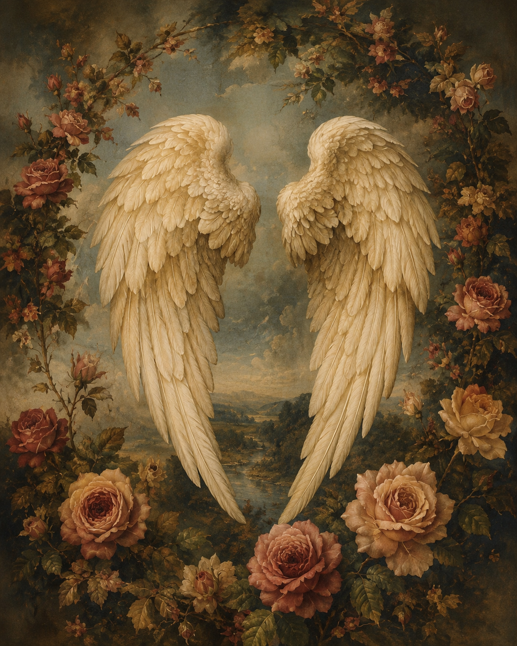 Angel wings artwork used in the Le Rosse Studio Guardian's Grace collection