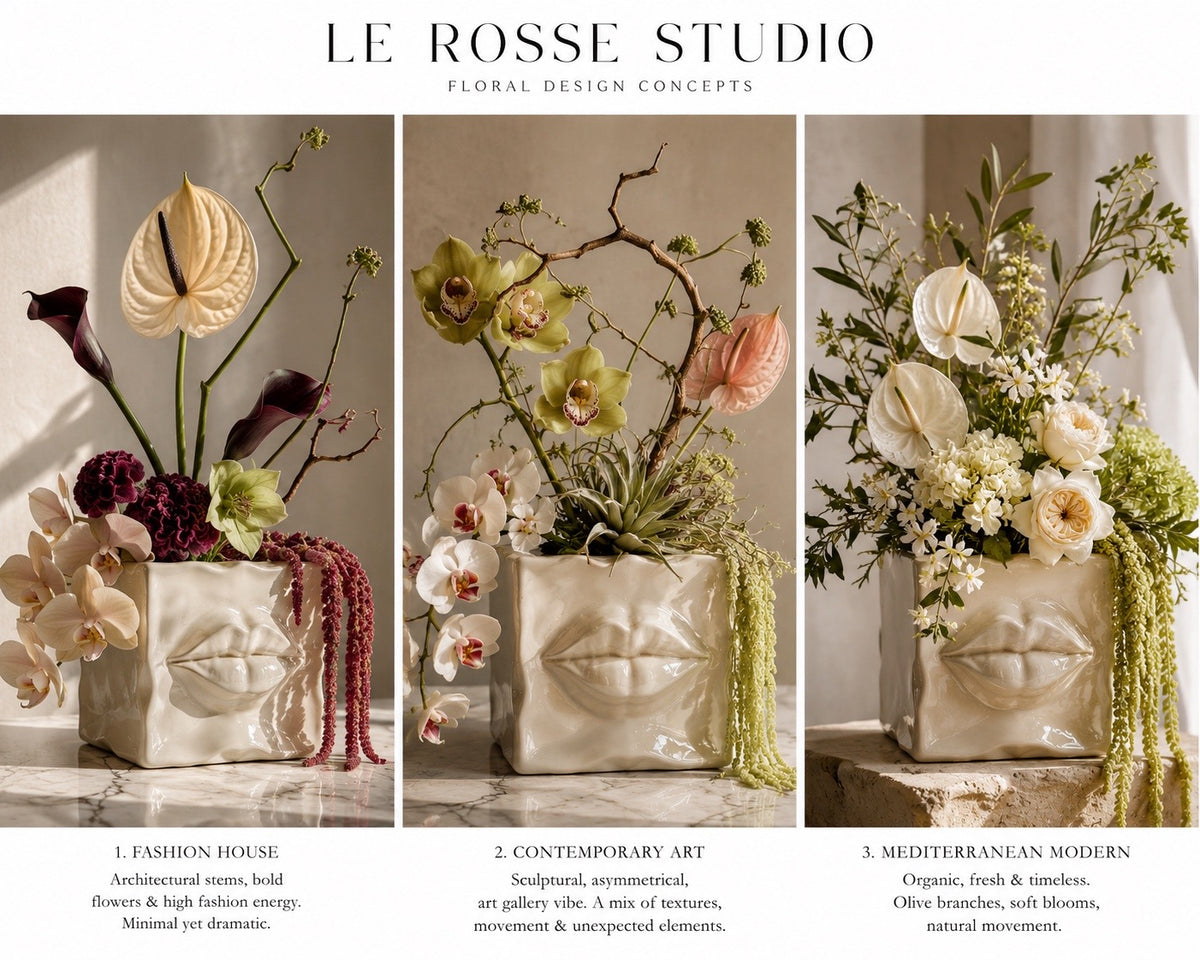 Fashion House Contemporary Art and Mediterranean Modern floral directions