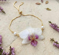 Le Rosse Studio ivory orchid and pearl gold-tone bracelet