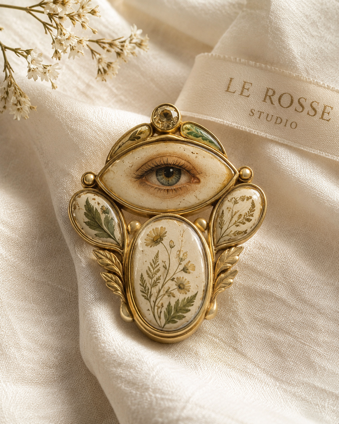 Botanical Lover's Eye relic with gold finish by Le Rosse Studio