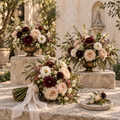 Le Rosse Studio Ceremony Set with one bridal bouquet, one boutonniere and two coordinated ceremony arrangements.