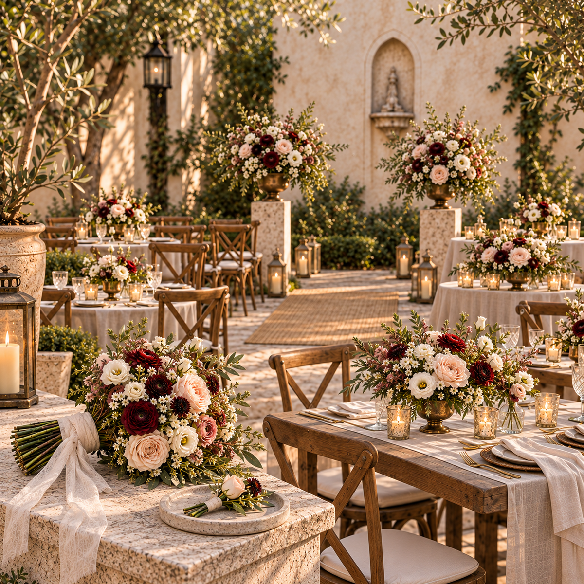 Le Rosse Studio Signature Micro Wedding package with bridal bouquet, boutonniere, ceremony florals and expanded reception styling.