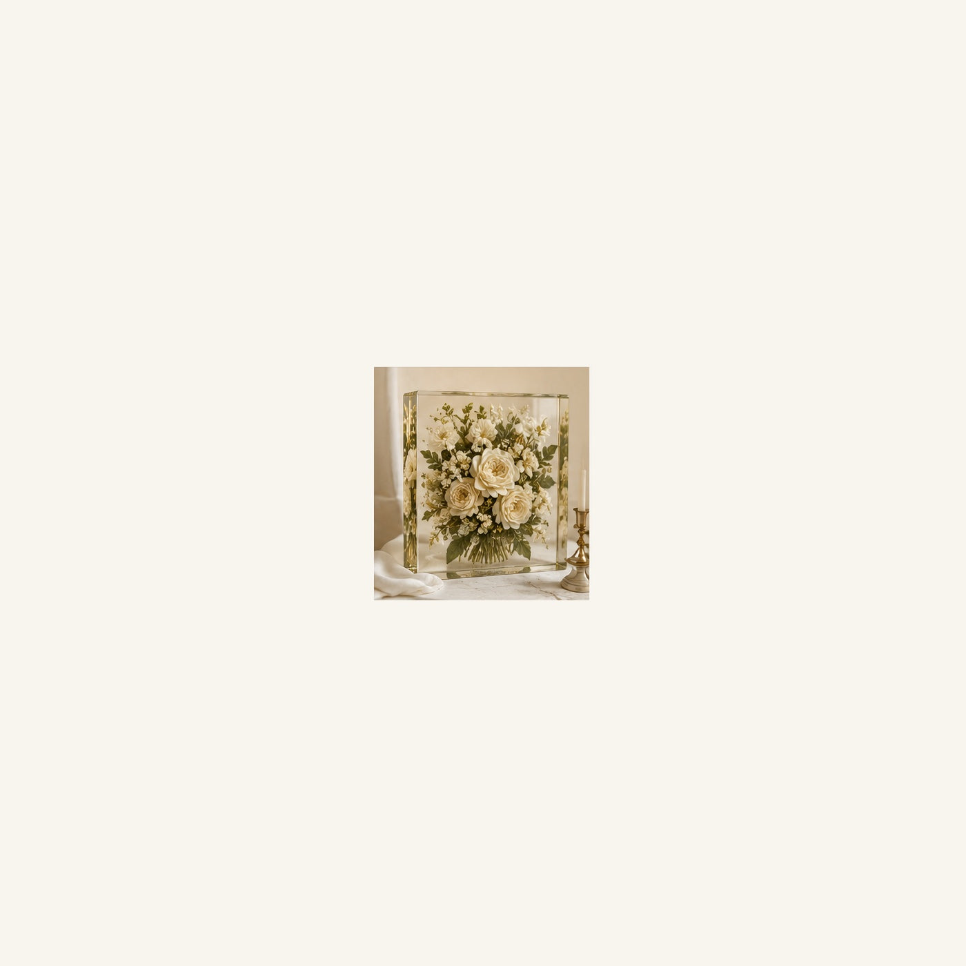 Sculptural Heirloom wedding flower preservation in bright ivory bridal styling