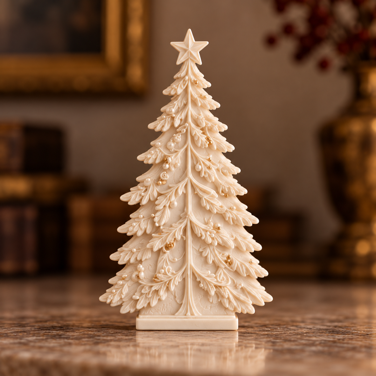 Christmas Tree Study single-piece AI-assisted design preview; final relief details follow studio mold